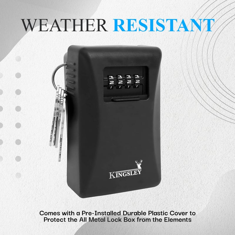Kingsley Key Realtor Lock Box - Guard-a-Key, Secure Weatherproof Key Box Wall Mount for Indoors and Outdoors, 4 Digit Resettable Combination Code, Large Capacity for Storing Spare Keys - Image 4